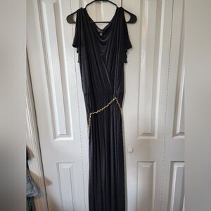 Elegant Black jumpsuit with Gold Accent belt